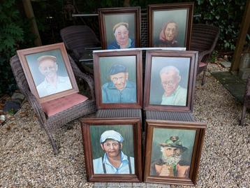 Houten Kaders met aquarelschilderijen beschikbaar voor biedingen