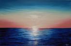 Sea sunset : groot olieschilderij 75x115 cm, Ophalen of Verzenden