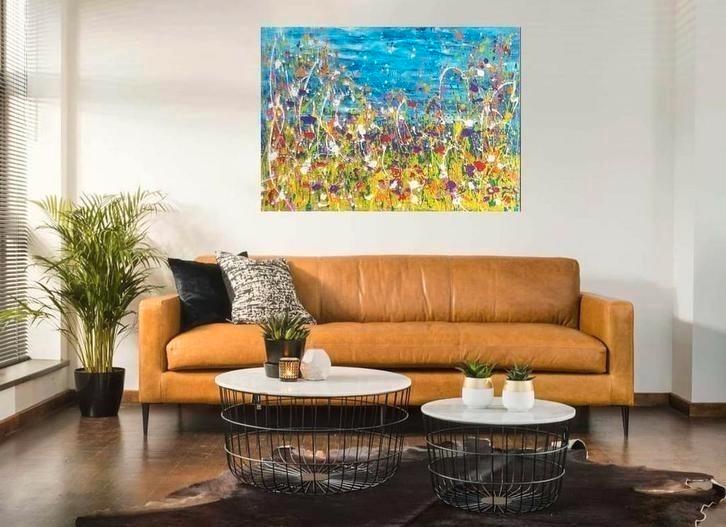 Field's whit flowers, Antiek en Kunst, Kunst | Schilderijen | Abstract, Ophalen