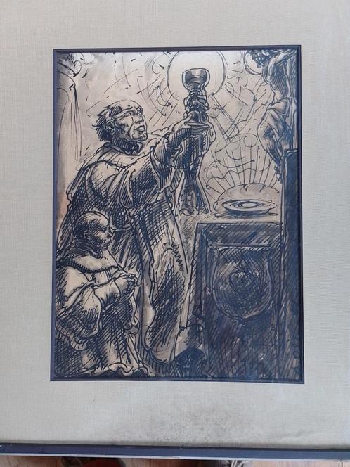 Alfred Ost  1884 - 1945   Penseeltekening Priester, Antiek en Kunst, Kunst | Schilderijen | Klassiek, Verzenden