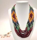 Ruby, Emerald and Sapphire ketting, Handtassen en Accessoires, Antieke sieraden, Ophalen, Ketting