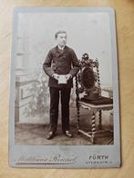 Originele jongensportret ca. 1900 – met boek & hoed, Ophalen of Verzenden, Gebruikt