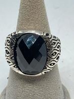 Stijlvolle zilveren herenring met onyx, Handtassen en Accessoires, Ringen, 20 of groter, Zwart, Heer, Nieuw