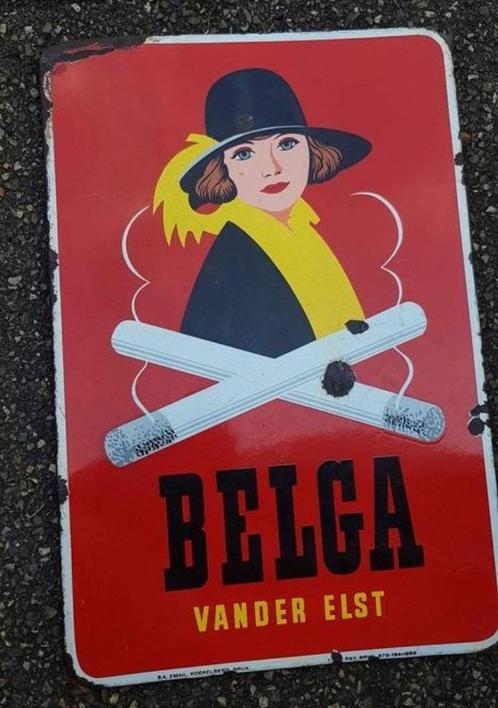 Belga vander Elst emaillen reclame bord vintage emaille, Collections, Marques & Objets publicitaires, Utilisé, Panneau publicitaire