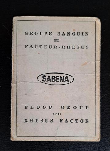 SABENA 1966 Léopolville bloedgroepkaart beschikbaar voor biedingen