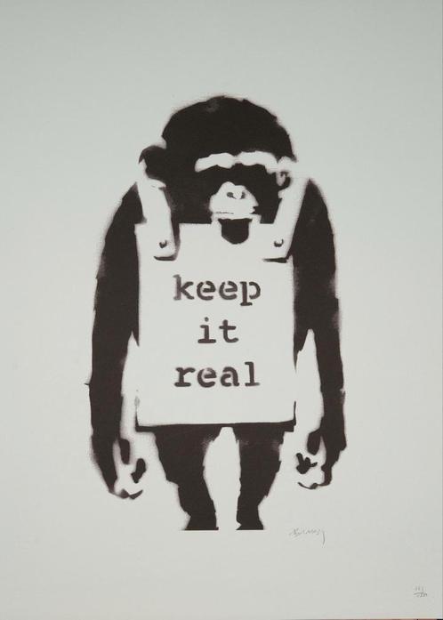 🐒😊 Banksy, restez fidèle à la réalité, Antiquités & Art, Art | Lithographies & Sérigraphies, Enlèvement ou Envoi