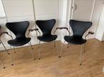 6 chaises en cuir Skai Arne Jacobsen, Fritz Hansen série 7, Maison & Meubles, Chaises, Comme neuf, Noir, Enlèvement ou Envoi