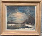 huile sur toile paysage enneige signe achiel lombaert, Ophalen of Verzenden