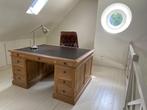 Eiken houten bureau dubbelzijdig met lederen blad, Ophalen