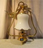 Belle lampe suspendue rétro en métal et porcelaine - 48 cm, Maison et Meubles, Enlèvement ou Envoi