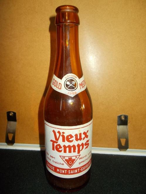 VIEUX TEMPS-Mont St. Guibert - bedrukte oude fles 33cl - 4, Verzamelen, Biermerken, Gebruikt, Flesje(s), Leffe, Ophalen of Verzenden