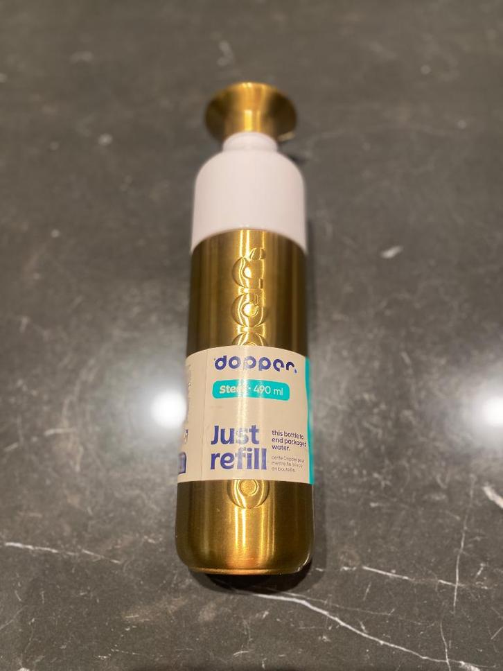 Dopper Steel (490 ml) - Gold, Sport en Fitness, Drinkbussen, Nieuw, Ophalen