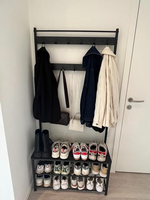 Vestiairerek / kapstok met schoenenrek – zwart, Huis en Inrichting, Woonaccessoires | Kapstokken, Zo goed als nieuw, Overige typen