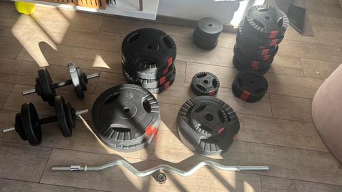 Gorilla sports halter schijven + ez bar + dumbells, Sport en Fitness, Fitnessmaterialen, Zo goed als nieuw, Halterschijven, Ophalen