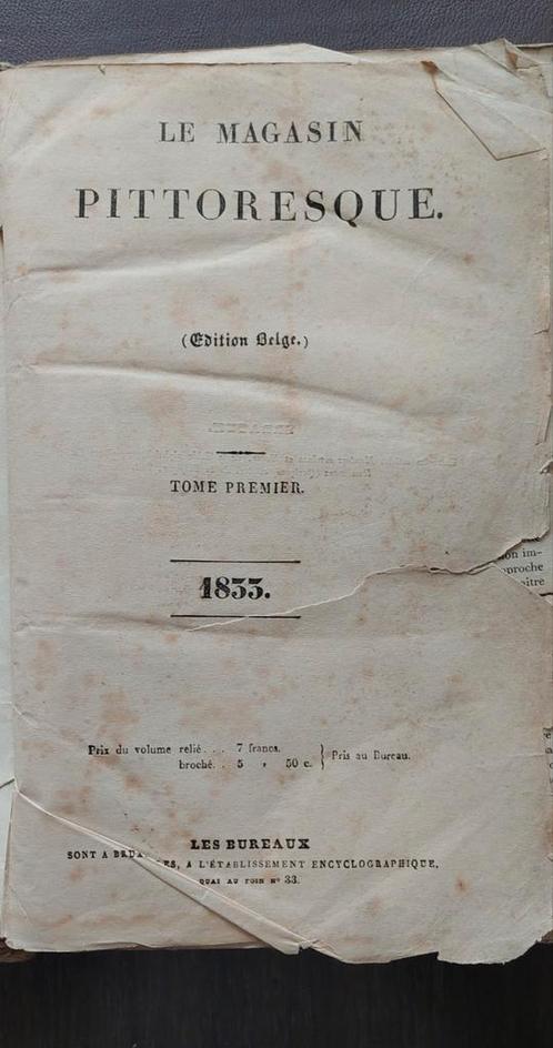 Magasin Pittoresque 1833. Décerné comme prix à Gand, Antiquités & Art, Antiquités | Livres & Manuscrits, Enlèvement ou Envoi