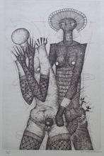 JEF VAN TUERENHOUT / EROTIEK / ZW-W ETS / 64x51cm / SIG, Enlèvement ou Envoi