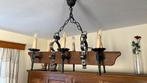 Houten luster met smeedwerk, Huis en Inrichting, Ophalen, Gebruikt, 50 tot 75 cm, Landelijk