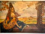 Vrouw op terras in Sicilië, Antiek en Kunst, Kunst | Schilderijen | Klassiek, Ophalen