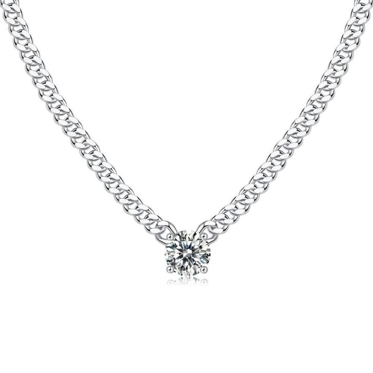 nieuwe ketting met moissaniet van 1 karaat, Handtassen en Accessoires, Kettingen, Nieuw, Zilver, Met edelsteen, Verzenden