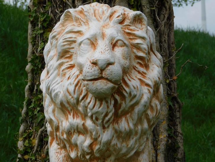 Beeld Leeuw XL - 67 cm - Polystone, Tuin en Terras, Tuinbeelden, Dierenbeeld, Kunststof, Ophalen of Verzenden