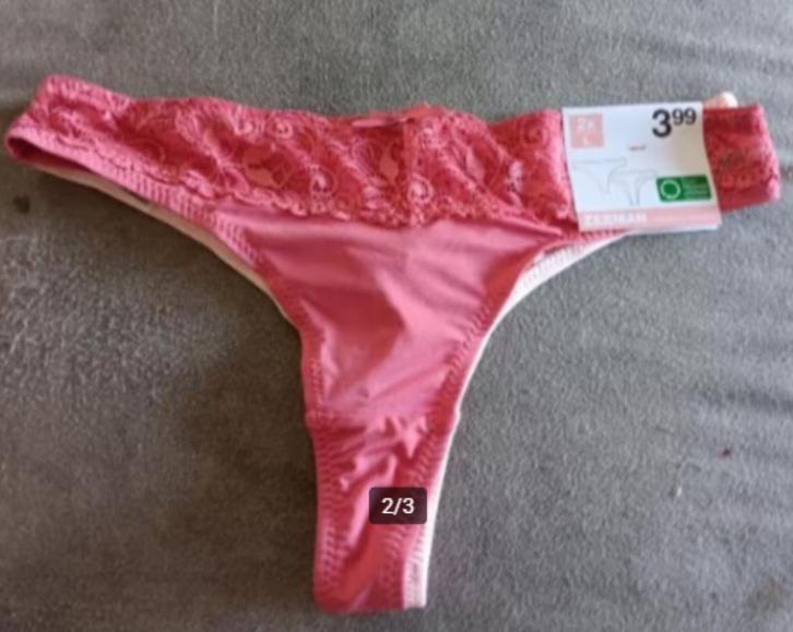 Lot 2 strings saumon et cerise L NEUF, Kleding | Dames, Ondergoed en Lingerie, String, Overige kleuren, Ophalen of Verzenden