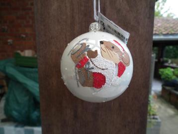 Boule souris. coloris blanc brillant. 8 cm. (Décoris), Envoi, Comme neuf