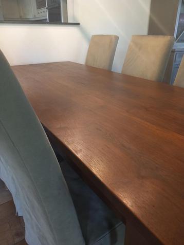 zware tafel teak 2.10 x 0.90m, Ophalen, Teakhout, 200 cm of meer, 50 tot 100 cm