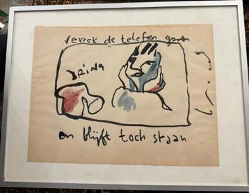 Herman Brood  Verrek de telefoon gaat  Stift Tekening op pap beschikbaar voor biedingen