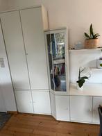 Witte vitrinekast met glas en bureau, Huis en Inrichting, Kasten | Kleerkasten, Ophalen, Gebruikt, Glas, Met deur(en)