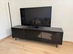 RANNÄS Banc TV avec portes, noir/noir verre 178x42cm, Ophalen, Gebruikt