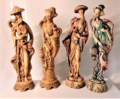 4 Statuettes chinoise des années 70, Maison & Meubles, Accessoires pour la Maison | Statues de Bouddha, Utilisé, Enlèvement ou Envoi