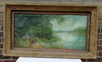 Antiek,Belgisch schilderij 1855 , schuurvondst ,zie signatie beschikbaar voor biedingen