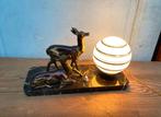 Mooie vintage lamp met hert op marmeren voet, Antiek en Kunst, Ophalen