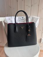 Prada Double Tote Bag Saffiano Leather, Handtassen en Accessoires, Tassen | Damestassen, Ophalen, Zo goed als nieuw, Zwart, Handtas