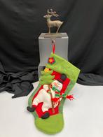 Vintage bronzen hert/rendier als kerstsokkenhouder + sok, Diversen, Kerst, Ophalen of Verzenden, Zo goed als nieuw