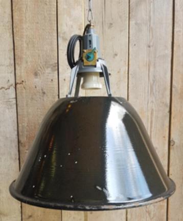 diverse oude emaillen hanglamp, Huis en Inrichting, Lampen | Hanglampen, Ophalen, Zo goed als nieuw, Glas