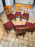 6 houten stoelen in goede staat..., Huis en Inrichting, Stoelen, Vijf, Zes of meer stoelen, Gebruikt, Hout, Rood