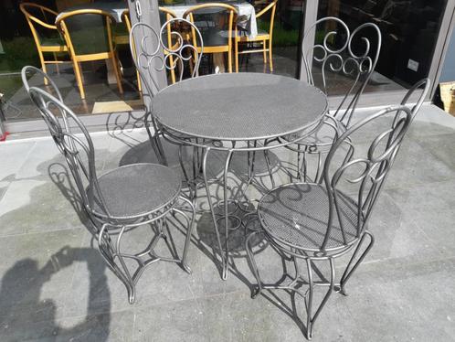 Smeedijzeren tuinset, Tuin en Terras, Tuinsets en Loungesets, Tuinset, 4 zitplaatsen, Ophalen