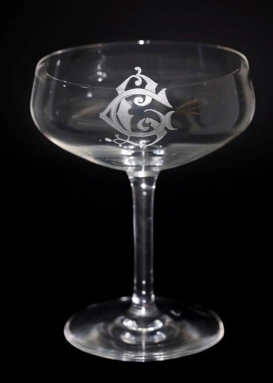 Lot de 8 coupes à champagne en cristal avec monogramme CL, Collections, Verres & Petits Verres, Enlèvement ou Envoi