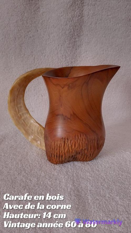Carafe en bois avec de la corne, Antiquités & Art, Antiquités | Autres Antiquités, Enlèvement ou Envoi