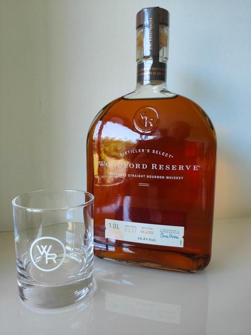 Woodford Reserve Bourbon 1 litre, bouteille 0438, lot 0337, Collections, Vins, Neuf, Autres types, Amérique du Nord, Pleine, Enlèvement ou Envoi