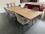 Eiken Eettafel met 6x bijhorende stoelen, Huis en Inrichting, Rechthoekig, Eikenhout, Zo goed als nieuw, Ophalen