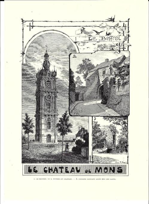 1892 - Mons - le Beffroi, Antiquités & Art, Art | Eaux-fortes & Gravures, Envoi