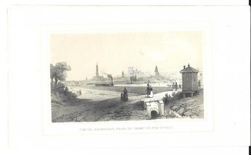 1844 - Brussel / Bruxelles vue par la gare midi, Antiquités & Art, Art | Eaux-fortes & Gravures, Envoi