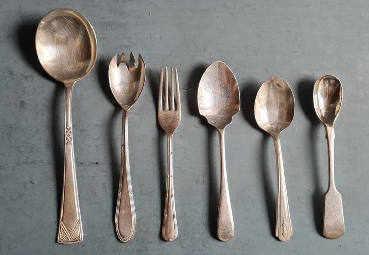 Verzilverde condimentlepeltjes England, Antiek en Kunst, Antiek | Bestek, Ophalen of Verzenden