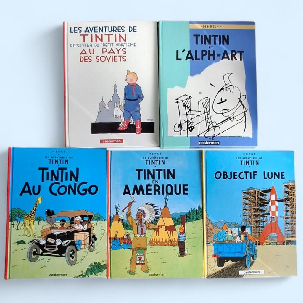 Lot 5 Tintin Hergé Casterman - très bon état, Livres, BD, Enlèvement ou Envoi