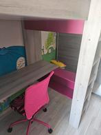 Hoogslaper fusia met bureau en matras en kast, Kinderen en Baby's, Kinderkamer | Stapelbedden en Hoogslapers, Ophalen of Verzenden