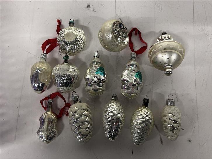 A7089. Partij mooie oude kerstballen, kerstman, huisje, padd, Diversen, Kerst, Gebruikt, Ophalen of Verzenden