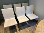 Zes witte leren stoelen, Ophalen, Gebruikt, Wit, Leer