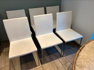 Zes witte leren stoelen beschikbaar voor biedingen